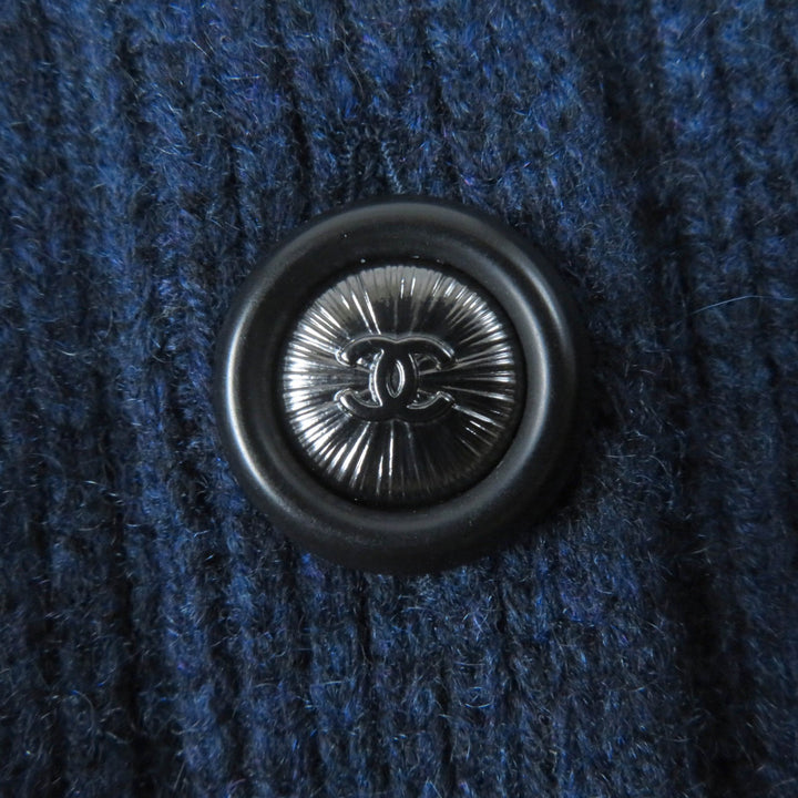 Pristine CHANEL coat GABRIELLE COCO belted knit Navy cashmere Women 40 17B P57290K07490