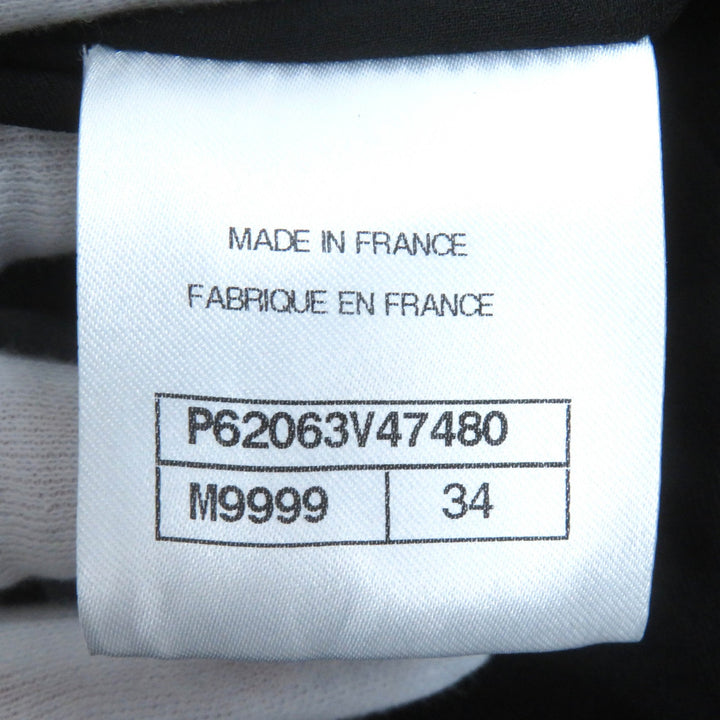 Excellent CHANEL Jacket COCO Mark Button Ribbon Tweed No Collar Zip Up 34 P62063