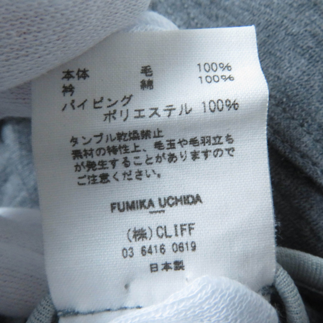 Great FUMIKA UCHIDA one piece Ponte jersey shirt gray wool Women 36 FU-G-0P001