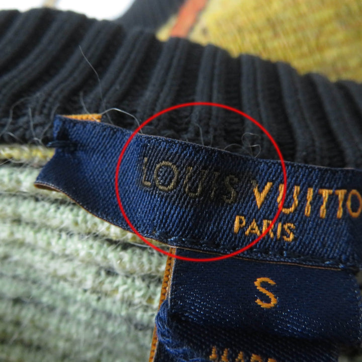 Pristine LOUIS VUITTON knit Leather long sleeves multicolor wool Women S 1AAMCF