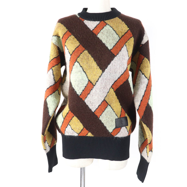Pristine LOUIS VUITTON knit Leather long sleeves multicolor wool Women S 1AAMCF