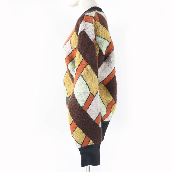 Pristine LOUIS VUITTON knit Leather long sleeves multicolor wool Women S 1AAMCF