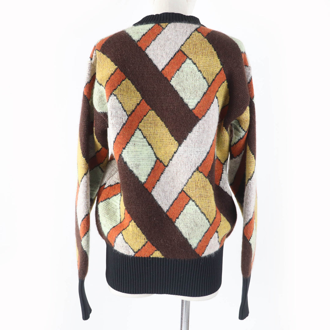 Pristine LOUIS VUITTON knit Leather long sleeves multicolor wool Women S 1AAMCF