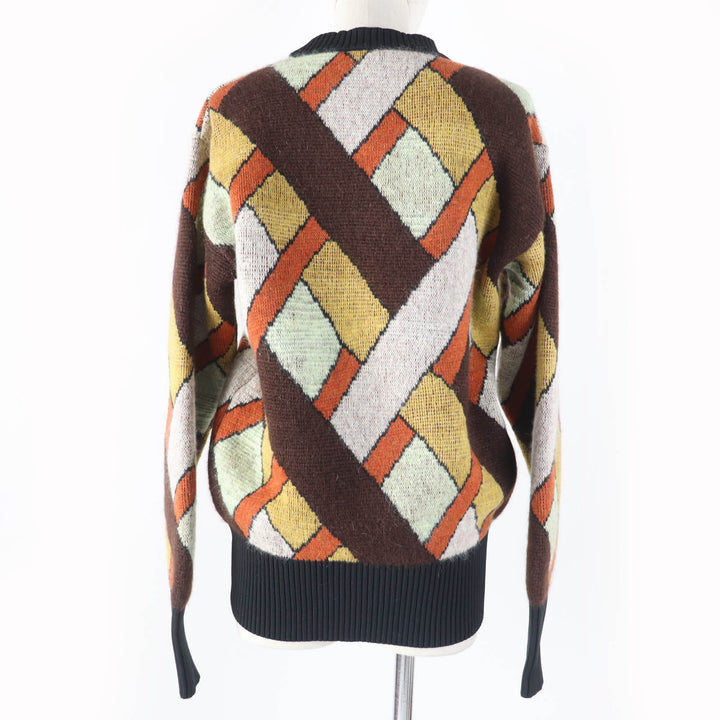 Pristine LOUIS VUITTON knit Leather long sleeves multicolor wool Women S 1AAMCF