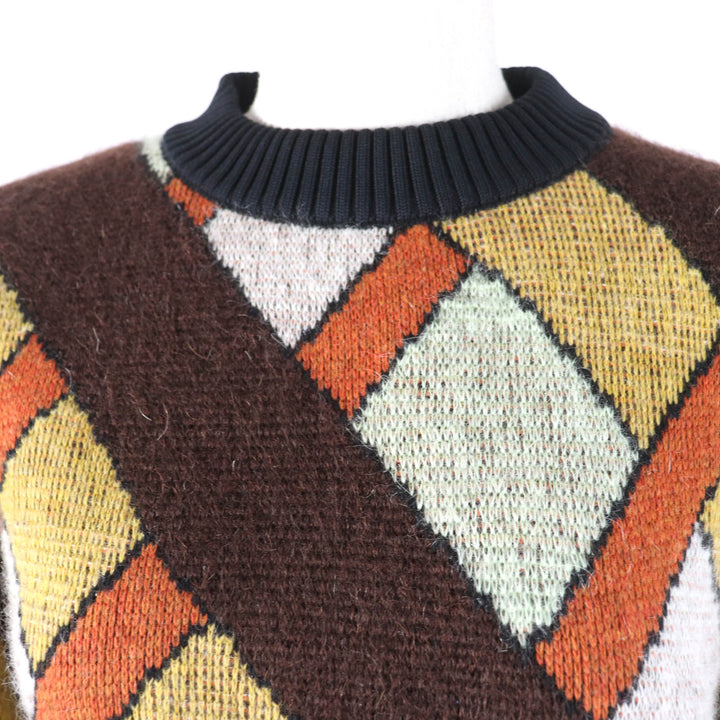 Pristine LOUIS VUITTON knit Leather long sleeves multicolor wool Women S 1AAMCF