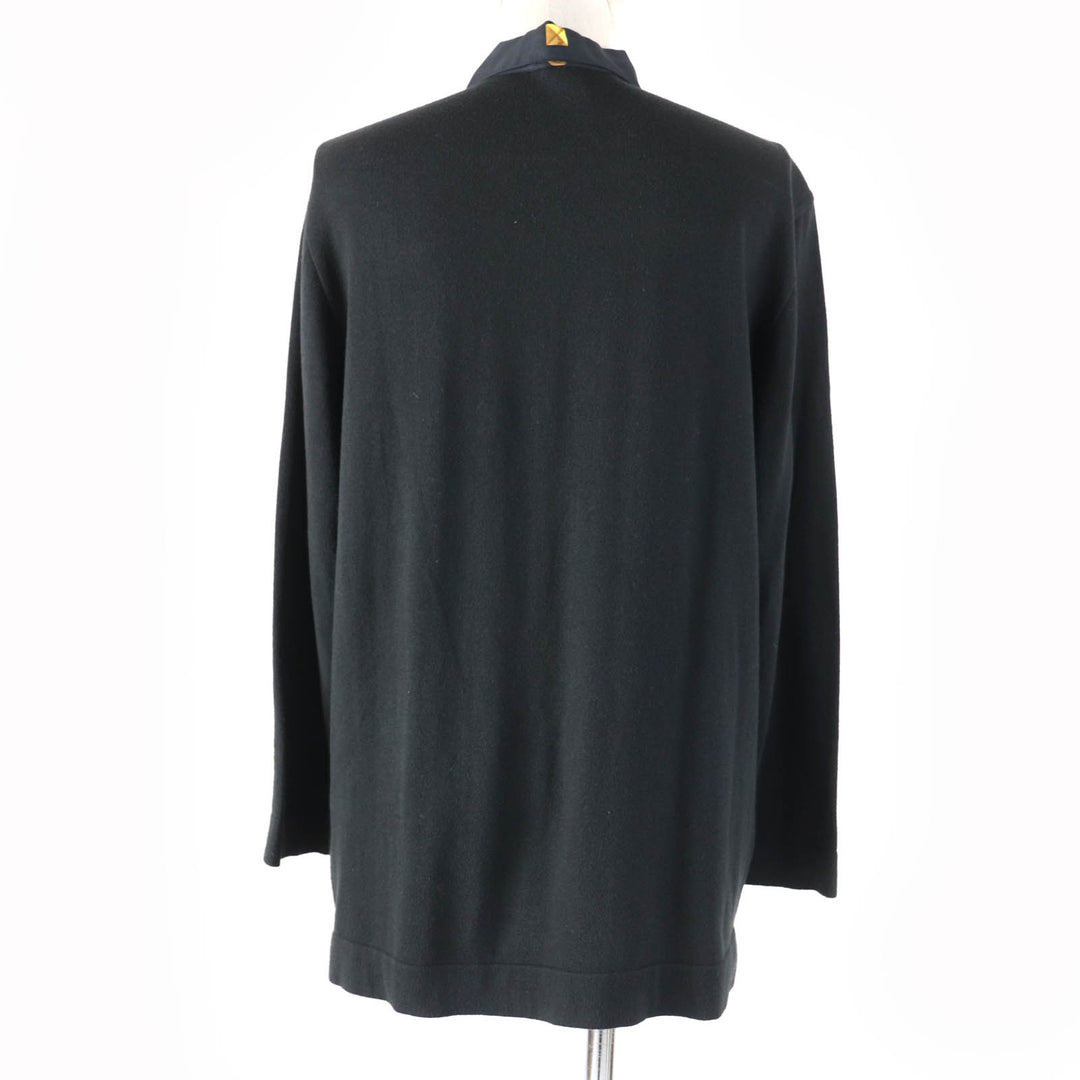 Great HERMES Long sleeve polo shirt LES CLES THE KEYS RARE black silk Women M