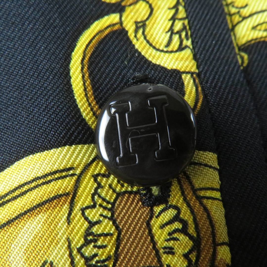 Great HERMES Long sleeve polo shirt LES CLES THE KEYS RARE black silk Women M