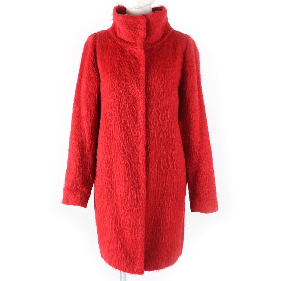 Excellent Herno coat Mohair/alpaca blend stand-up collar Red acrylic Women 40