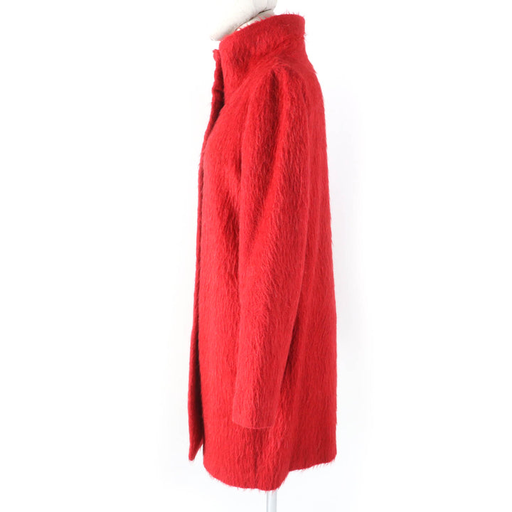 Excellent Herno coat Mohair/alpaca blend stand-up collar Red acrylic Women 40