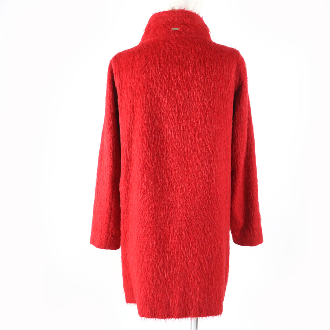 Excellent Herno coat Mohair/alpaca blend stand-up collar Red acrylic Women 40