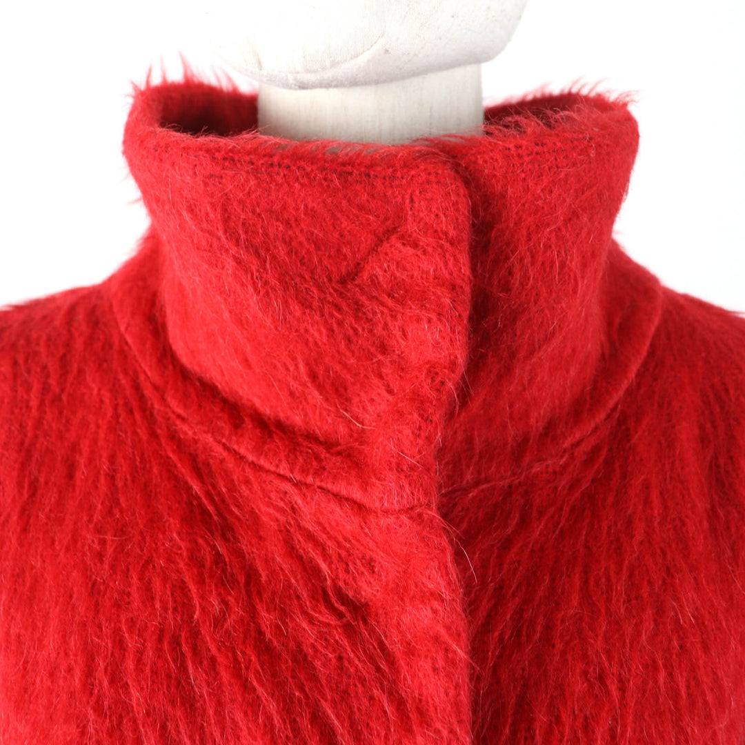 Excellent Herno coat Mohair/alpaca blend stand-up collar Red acrylic Women 40