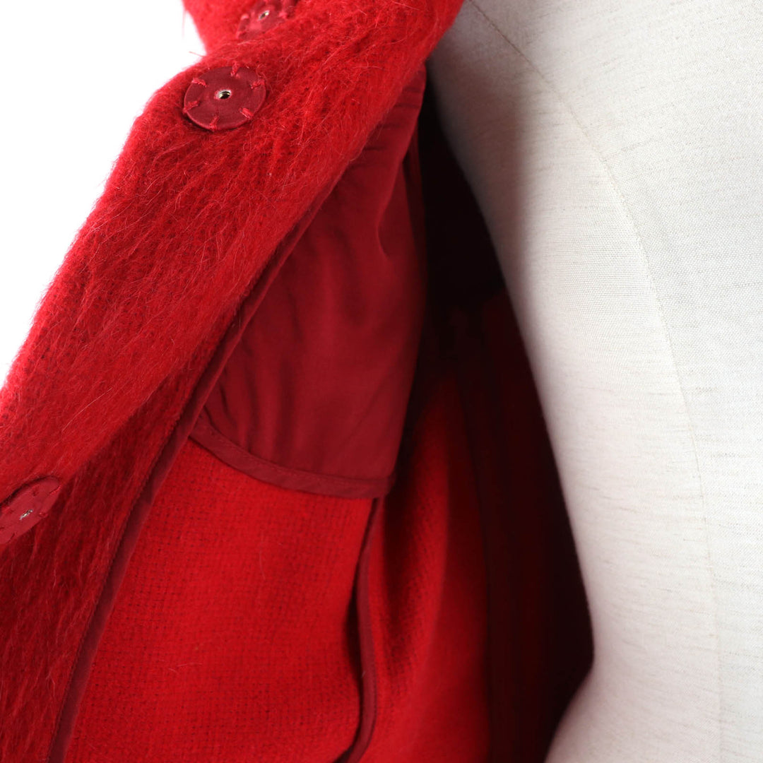 Excellent Herno coat Mohair/alpaca blend stand-up collar Red acrylic Women 40