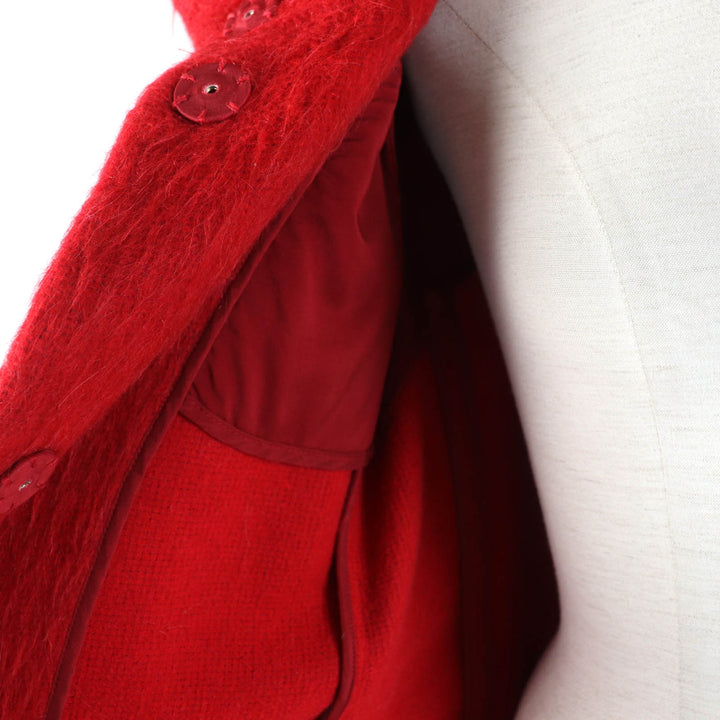 Excellent Herno coat Mohair/alpaca blend stand-up collar Red acrylic Women 40