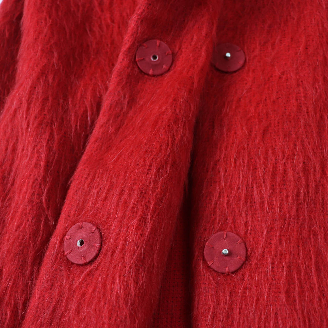 Excellent Herno coat Mohair/alpaca blend stand-up collar Red acrylic Women 40