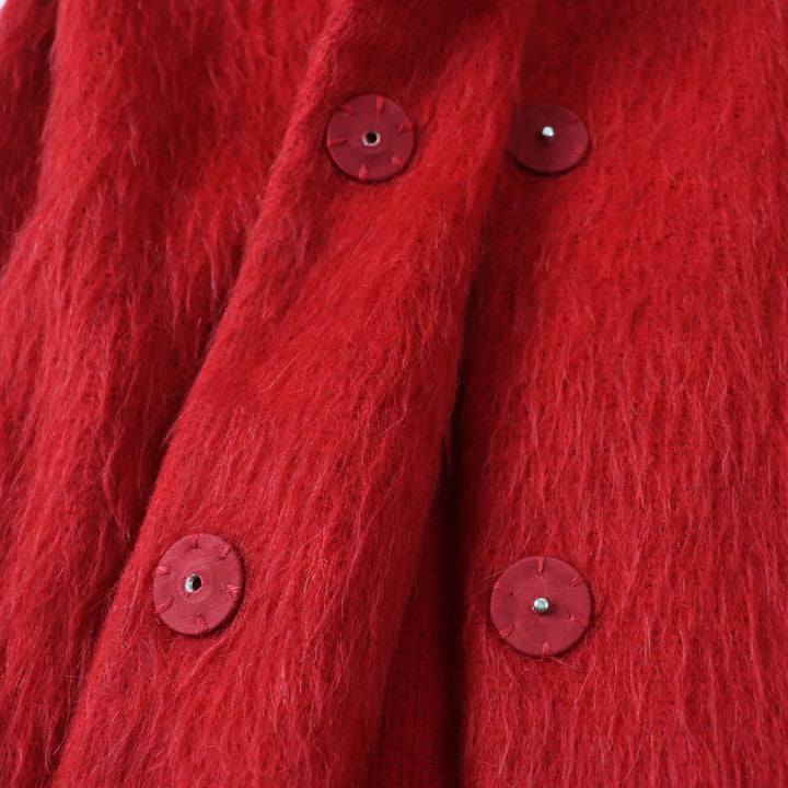 Excellent Herno coat Mohair/alpaca blend stand-up collar Red acrylic Women 40