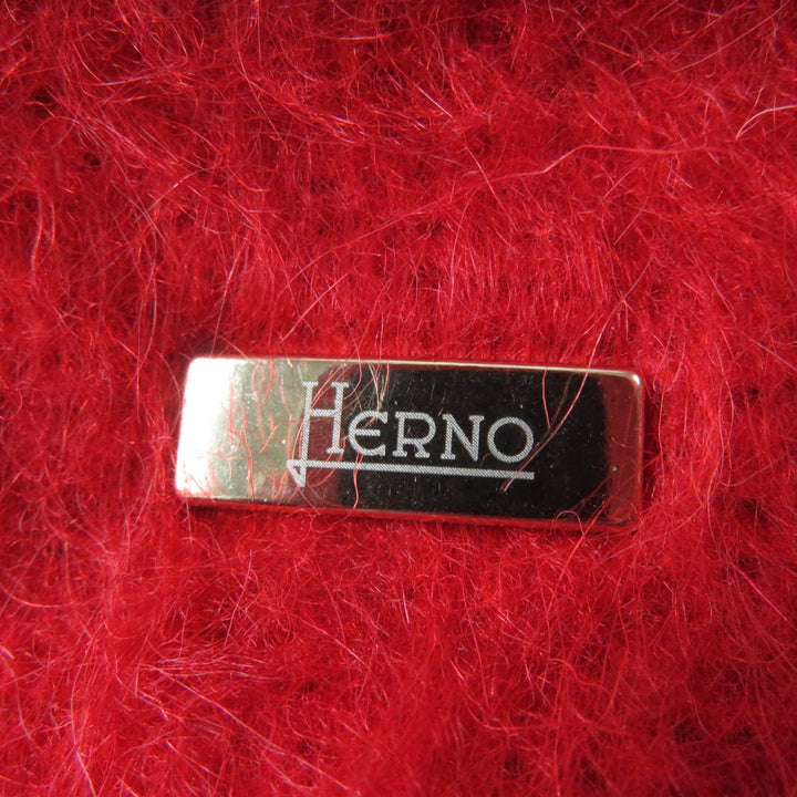 Excellent Herno coat Mohair/alpaca blend stand-up collar Red acrylic Women 40