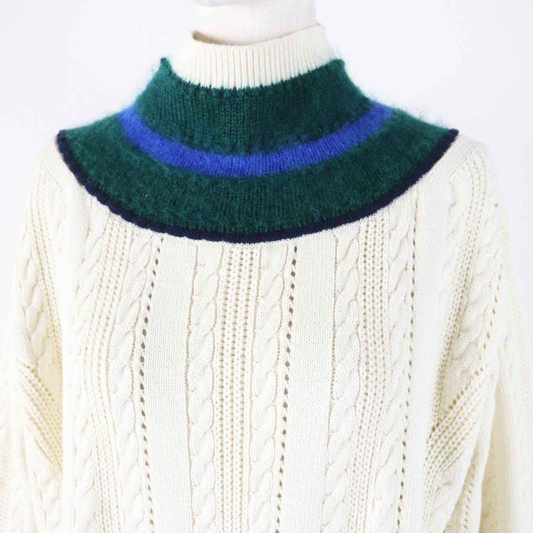 Excellent tao COMME des GARCONS knit bottle neck long sleeves Ivory Women M TL-N006
