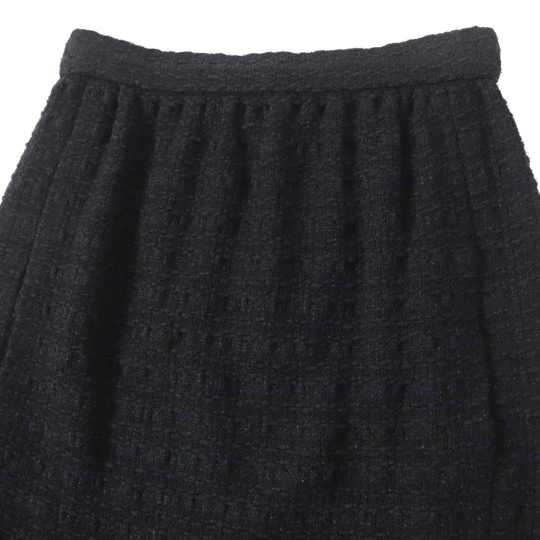 Excellent CHANEL skirt COCO Mark button with rhinestones Tweed black Women 36 21C P70024