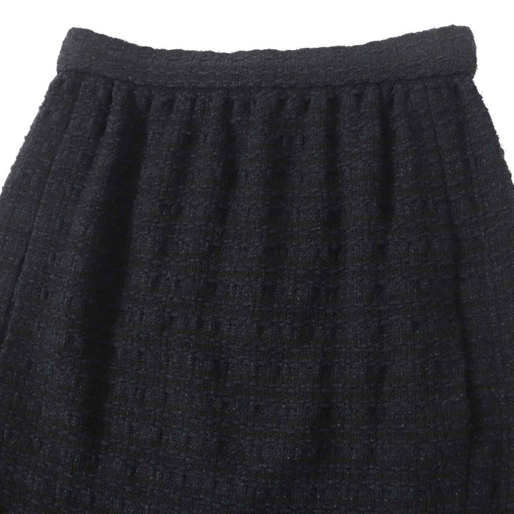 Excellent CHANEL skirt COCO Mark button with rhinestones Tweed black Women 36 21C P70024