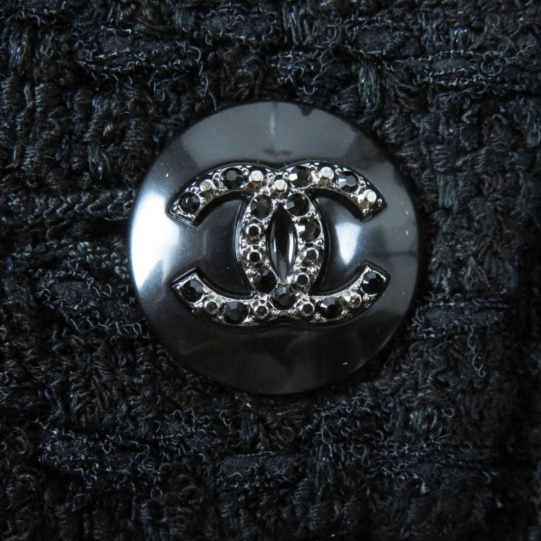 Excellent CHANEL skirt COCO Mark button with rhinestones Tweed black Women 36 21C P70024