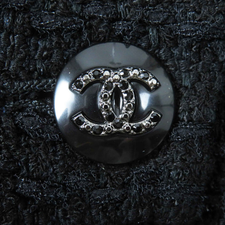 Excellent CHANEL skirt COCO Mark button with rhinestones Tweed black Women 36 21C P70024