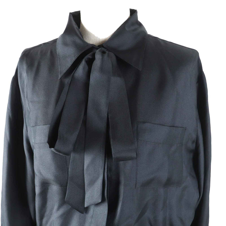 Excellent VALENTINO one piece Race Switching Docking black silk Women 44 WB3VAW906FR