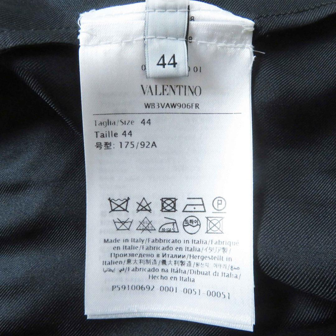Excellent VALENTINO one piece Race Switching Docking black silk Women 44