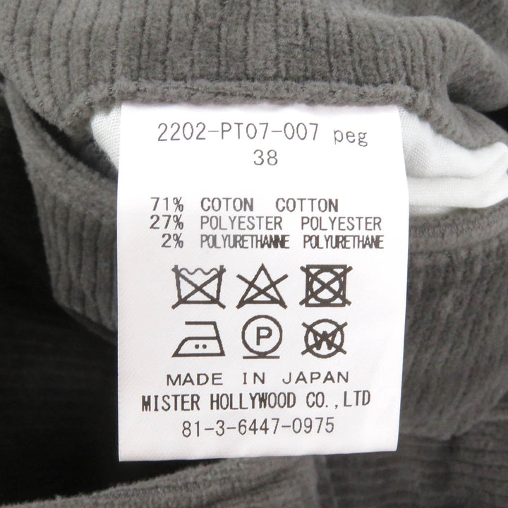 Great N.HOOLYWOOD Pants Corduroy Wide Tapered Easy charcoal cotton mens 38