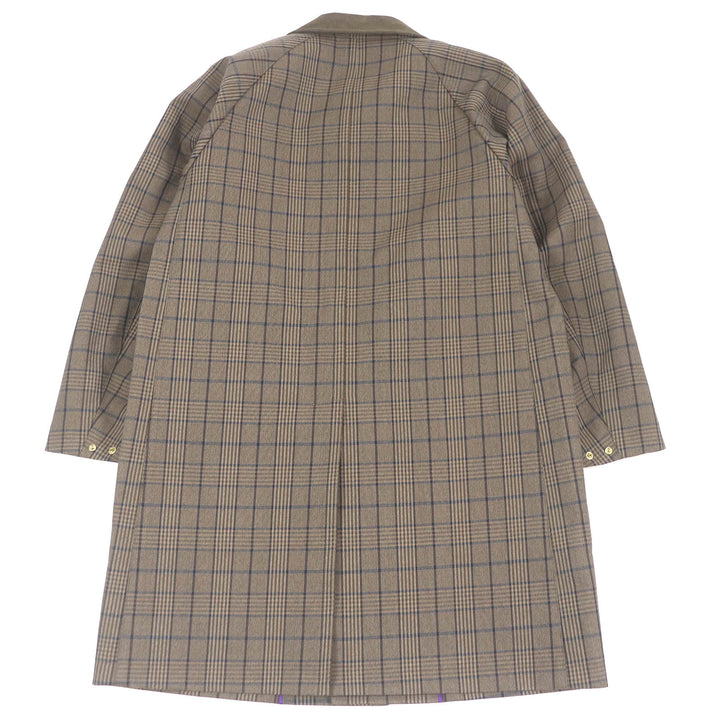 Excellent SANYOCOAT coat Check Pattern Corduroy Collar Fly Front Brown wool mens L