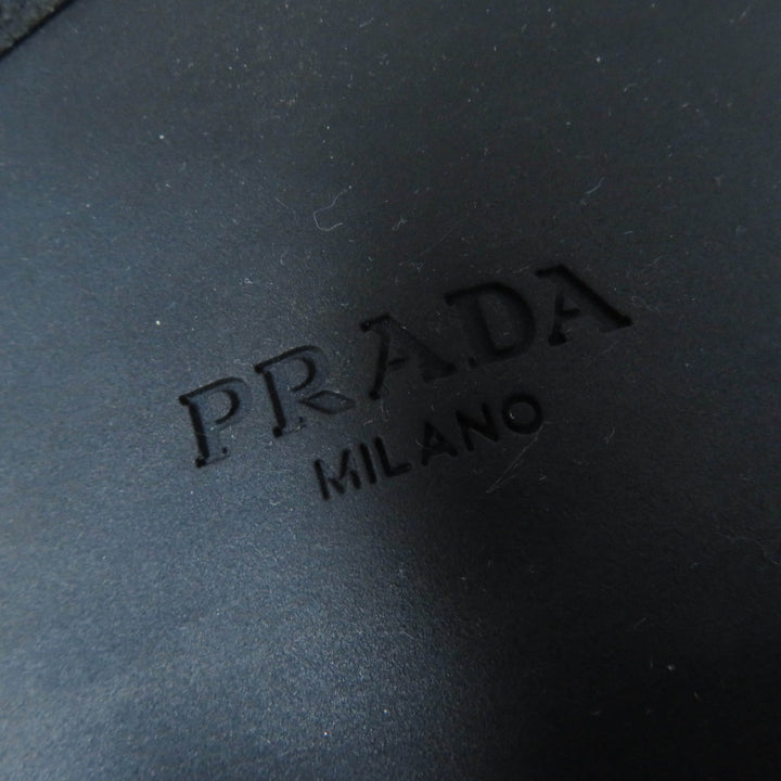 Great PRADA Leather shoes Lace up black Brushed leather Women 36.5 1E249N