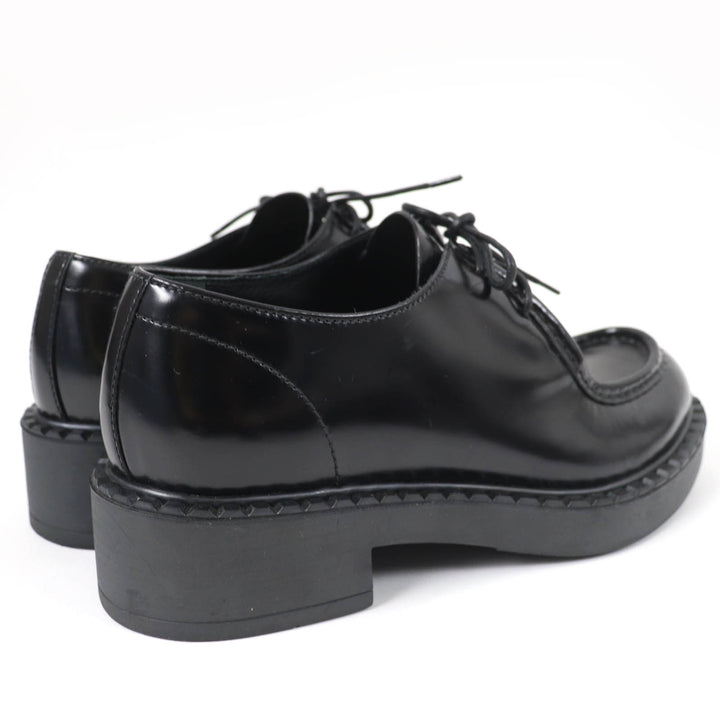 Great PRADA Leather shoes Lace up black Brushed leather Women 36.5 1E249N