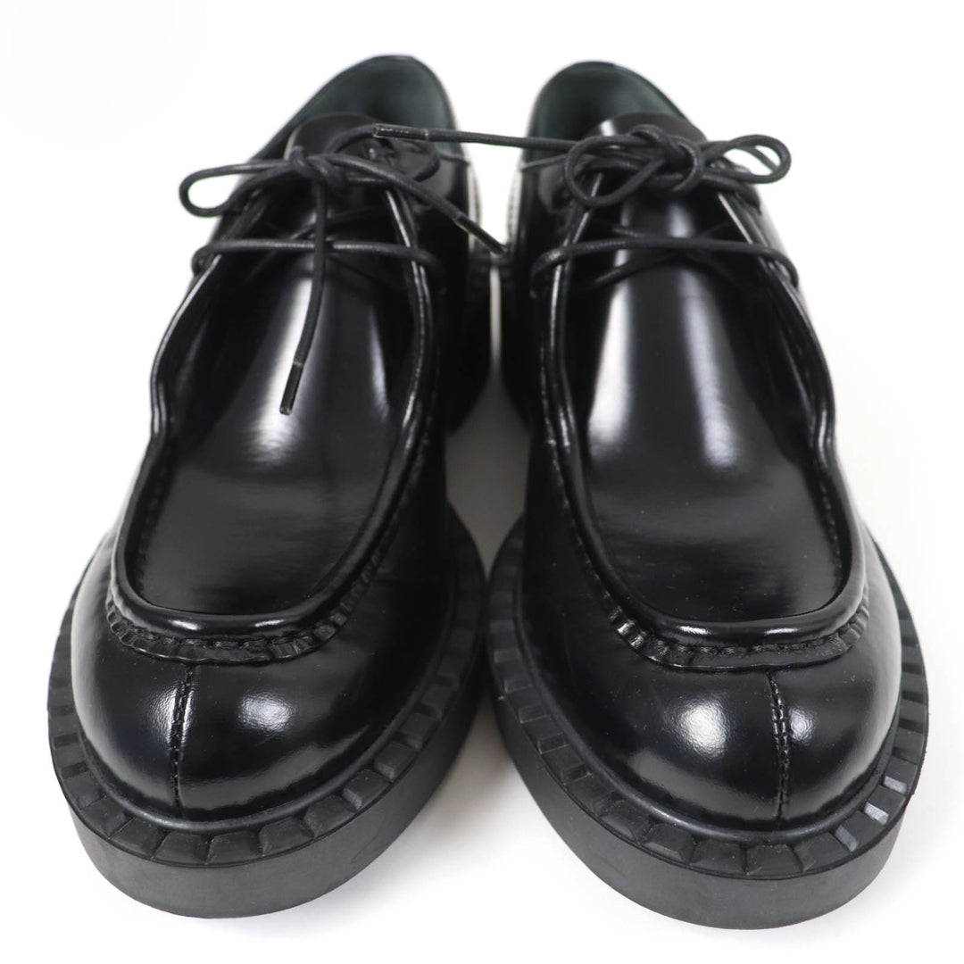 Great PRADA Leather shoes Lace up black Brushed leather Women 36.5 1E249N