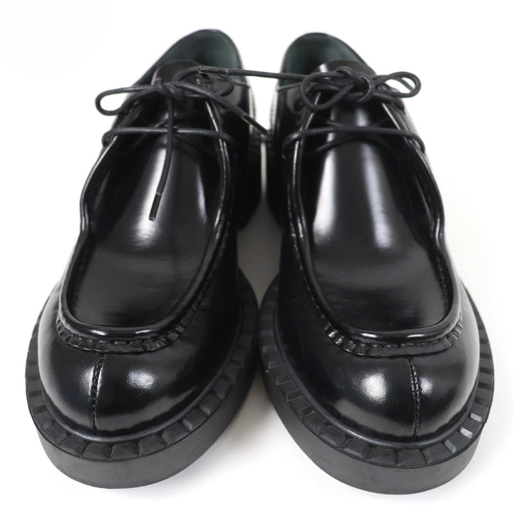Great PRADA Leather shoes Lace up black Brushed leather Women 36.5 1E249N