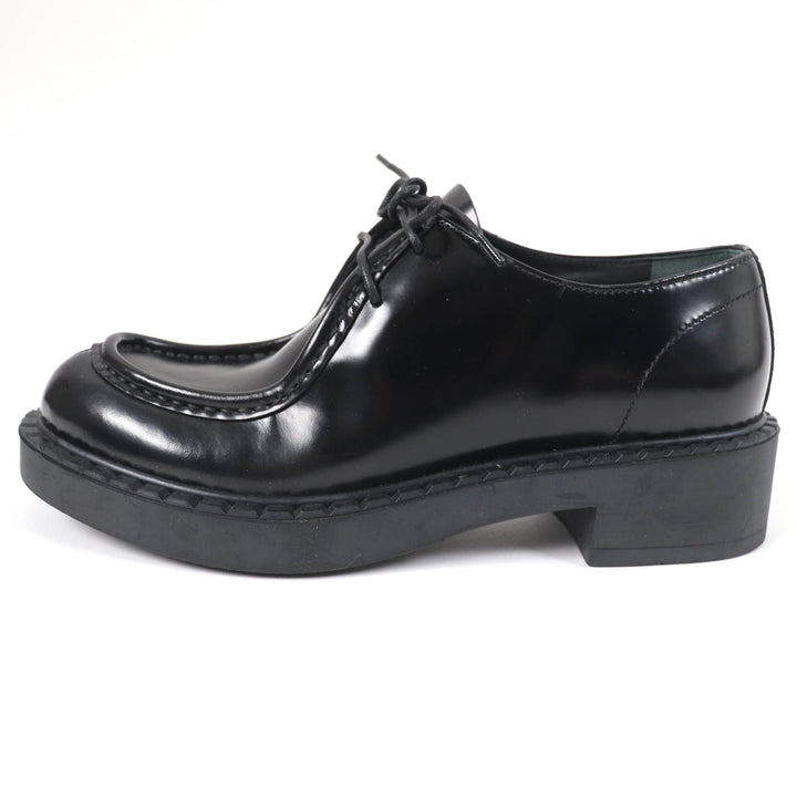 Great PRADA Leather shoes Lace up black Brushed leather Women 36.5 1E249N
