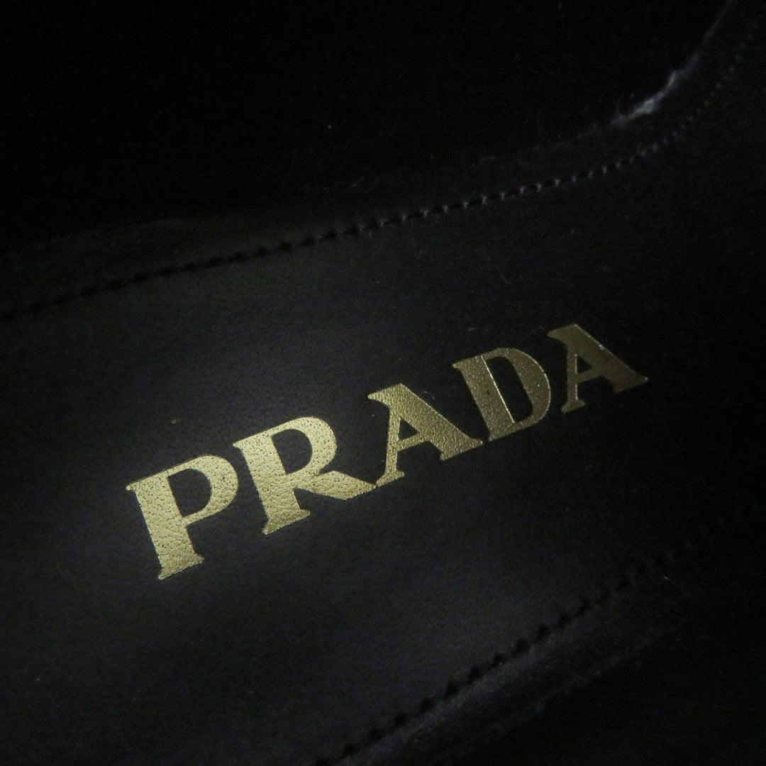 Great PRADA Leather shoes Lace up black Brushed leather Women 36.5 1E249N