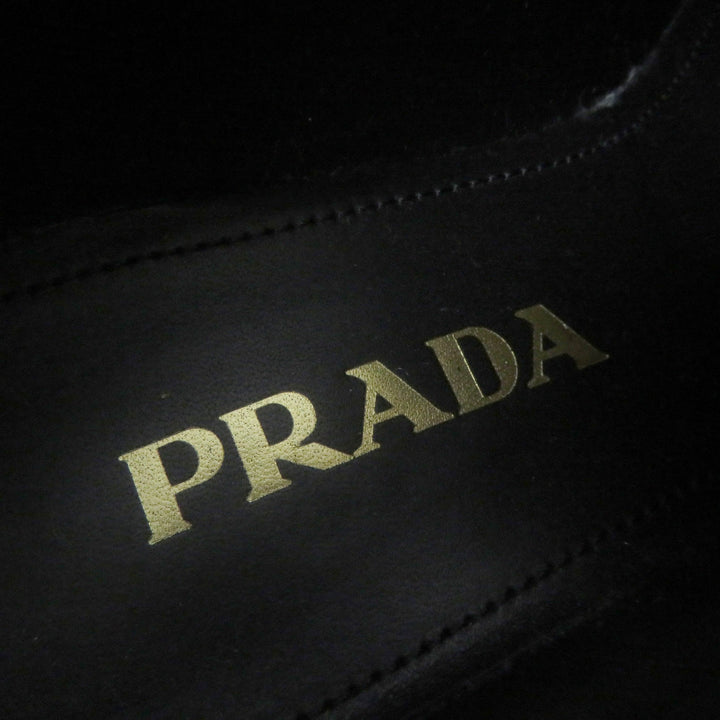 Great PRADA Leather shoes Lace up black Brushed leather Women 36.5 1E249N