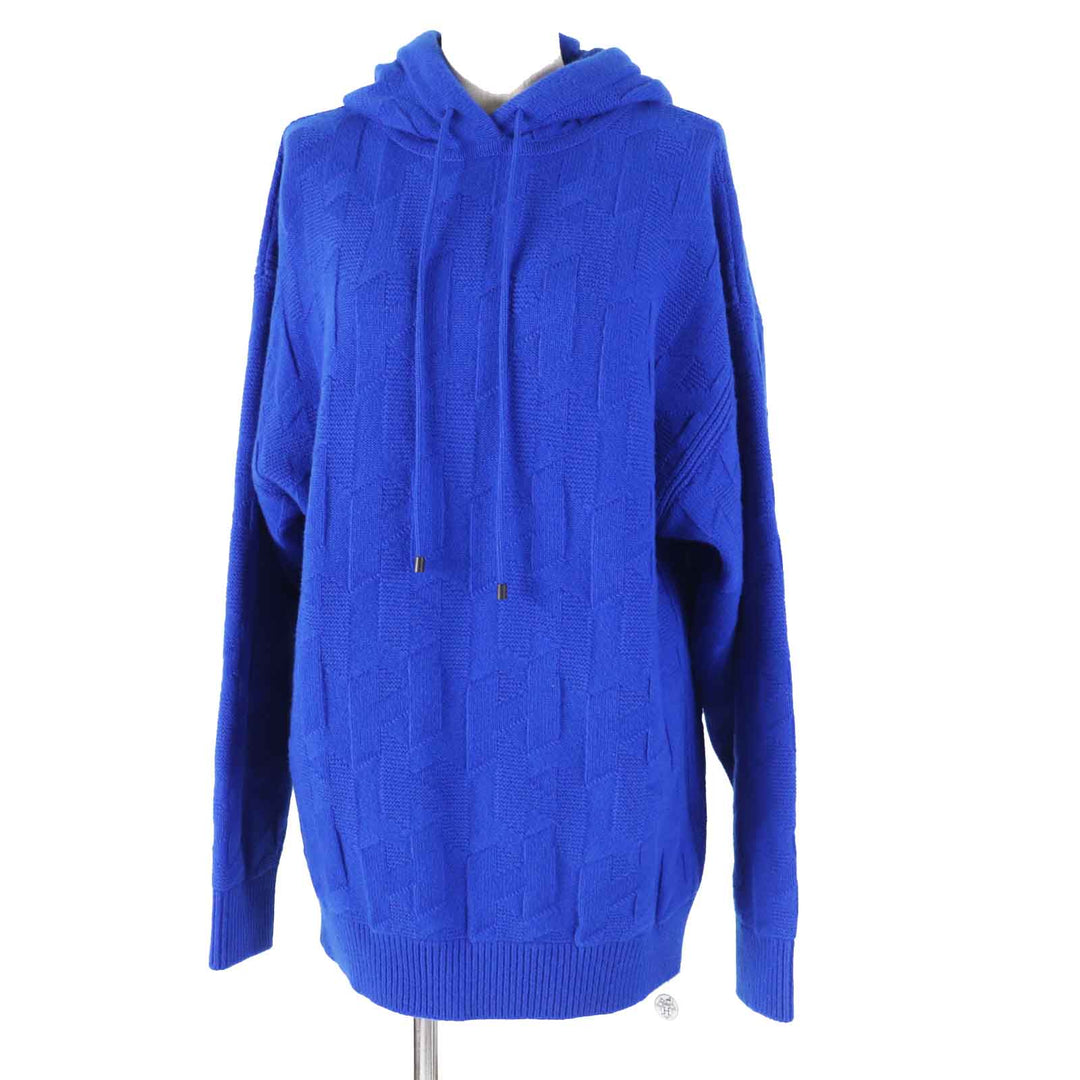 Pristine HERMES Parker Oversized H motif long sleeve knit blue wool Women 34 4E2623D3
