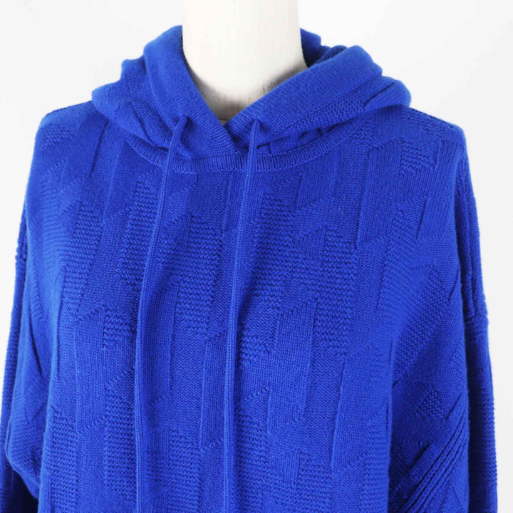 Pristine HERMES Parker Oversized H motif long sleeve knit blue wool Women 34