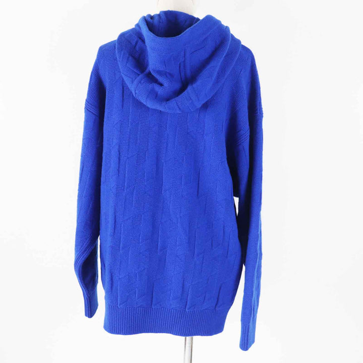 Pristine HERMES Parker Oversized H motif long sleeve knit blue wool Women 34
