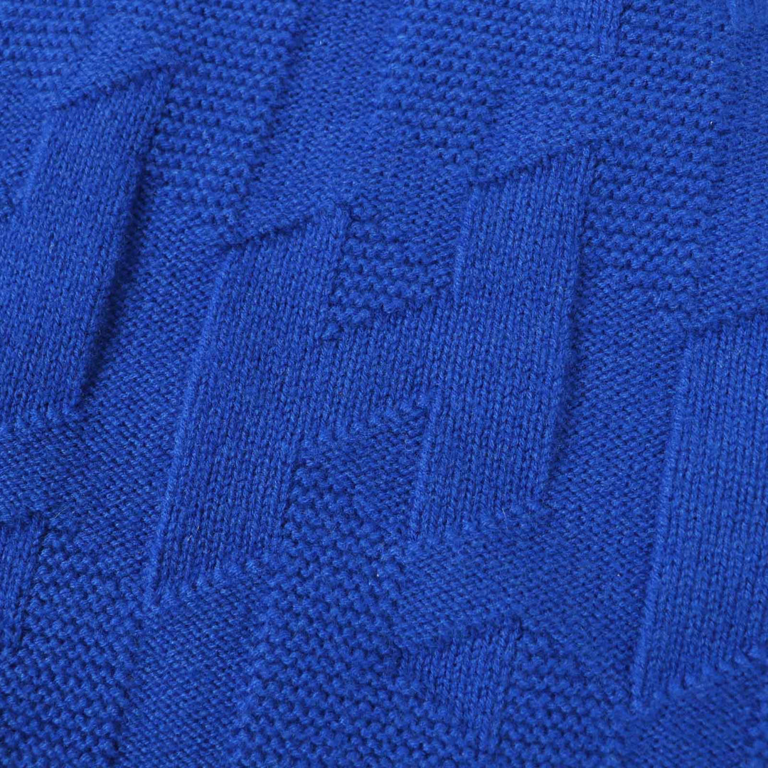 Pristine HERMES Parker Oversized H motif long sleeve knit blue wool Women 34