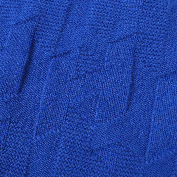 Pristine HERMES Parker Oversized H motif long sleeve knit blue wool Women 34