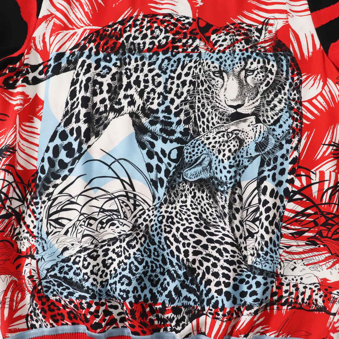 Excellent HERMES Short sleeve knit JUNGLE LOVE Red x multi silk 36 3E2868D3
