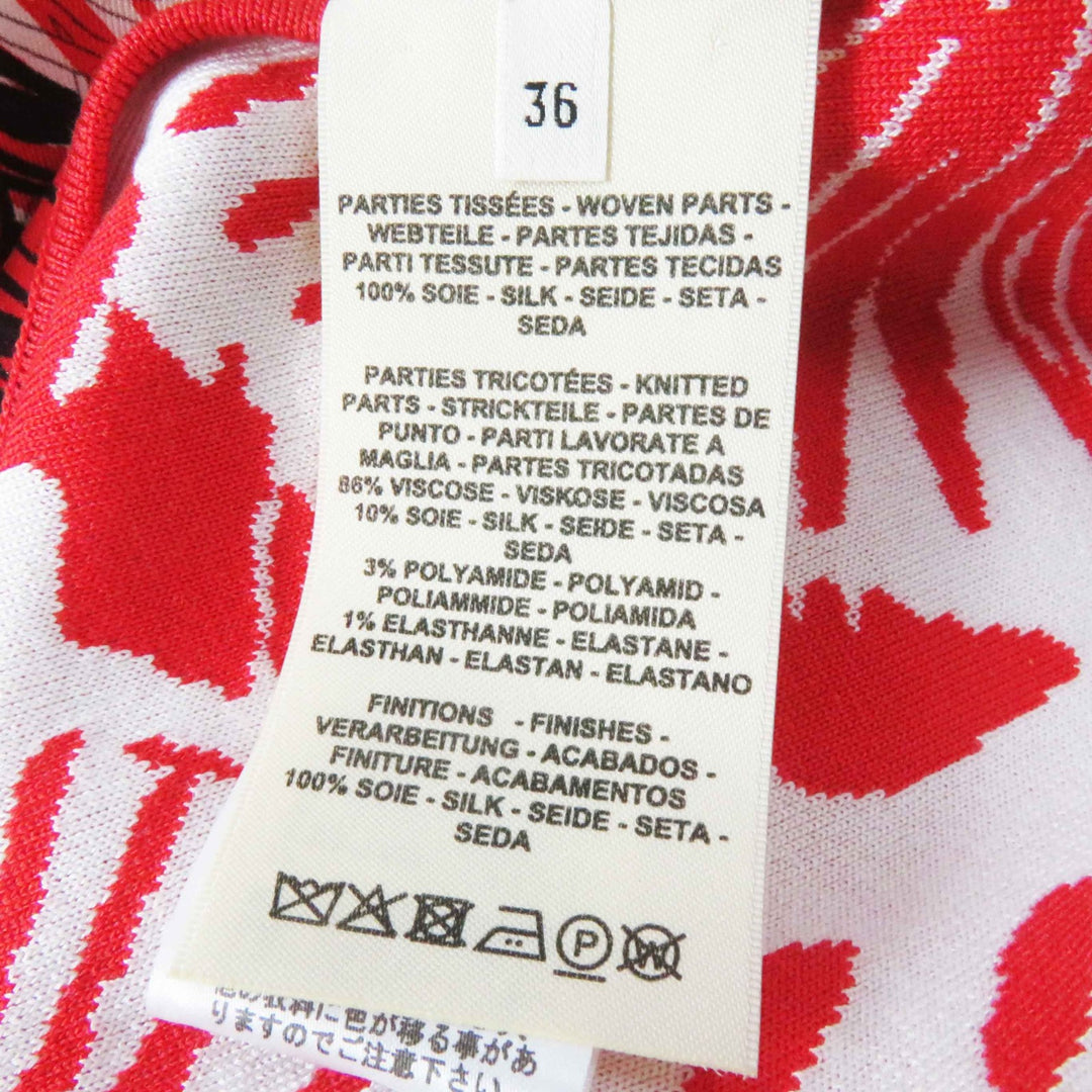 Excellent HERMES Short sleeve knit JUNGLE LOVE Red x multi silk 36 3E2868D3