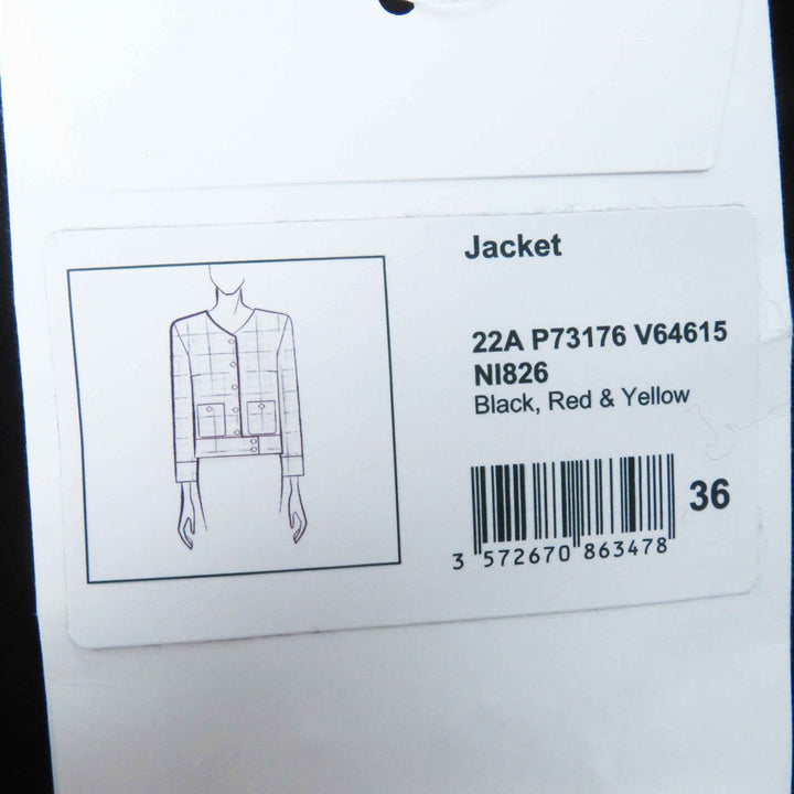 Pristine CHANEL Jacket COCO Mark Jewel Button Black Red Yellow Women 36 22A P73176