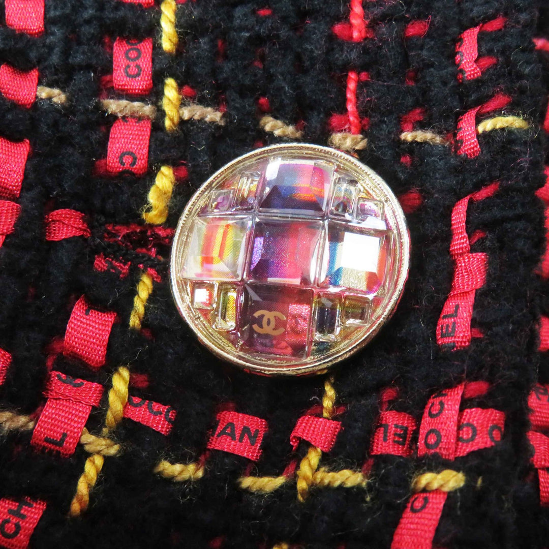 Pristine CHANEL Jacket COCO Mark Jewel Button Black Red Yellow Women 36 22A P73176