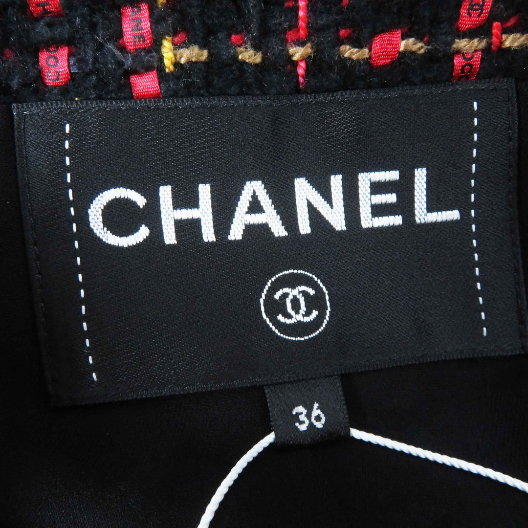 Pristine CHANEL Jacket COCO Mark Jewel Button Black Red Yellow Women 36 22A P73176