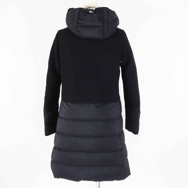 Great Herno down coat Hooded, split design black wool Women 40 PI0848D