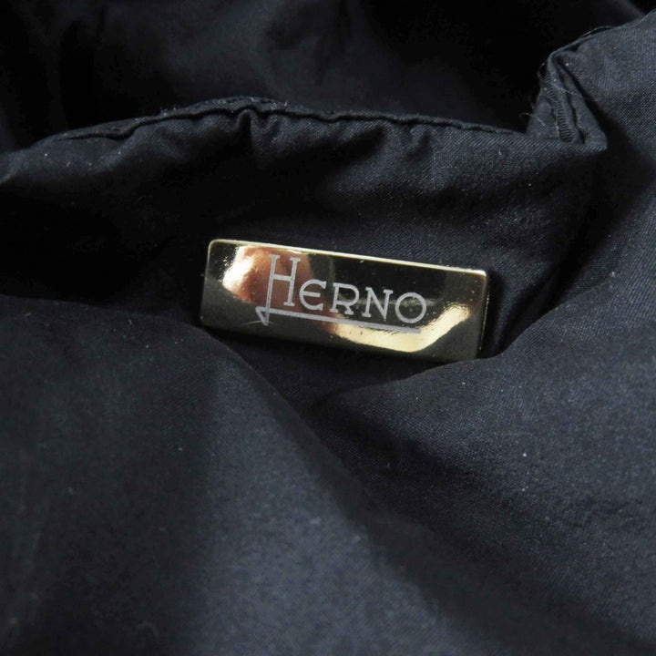 Great Herno down coat Hooded, split design black wool Women 40 PI0848D