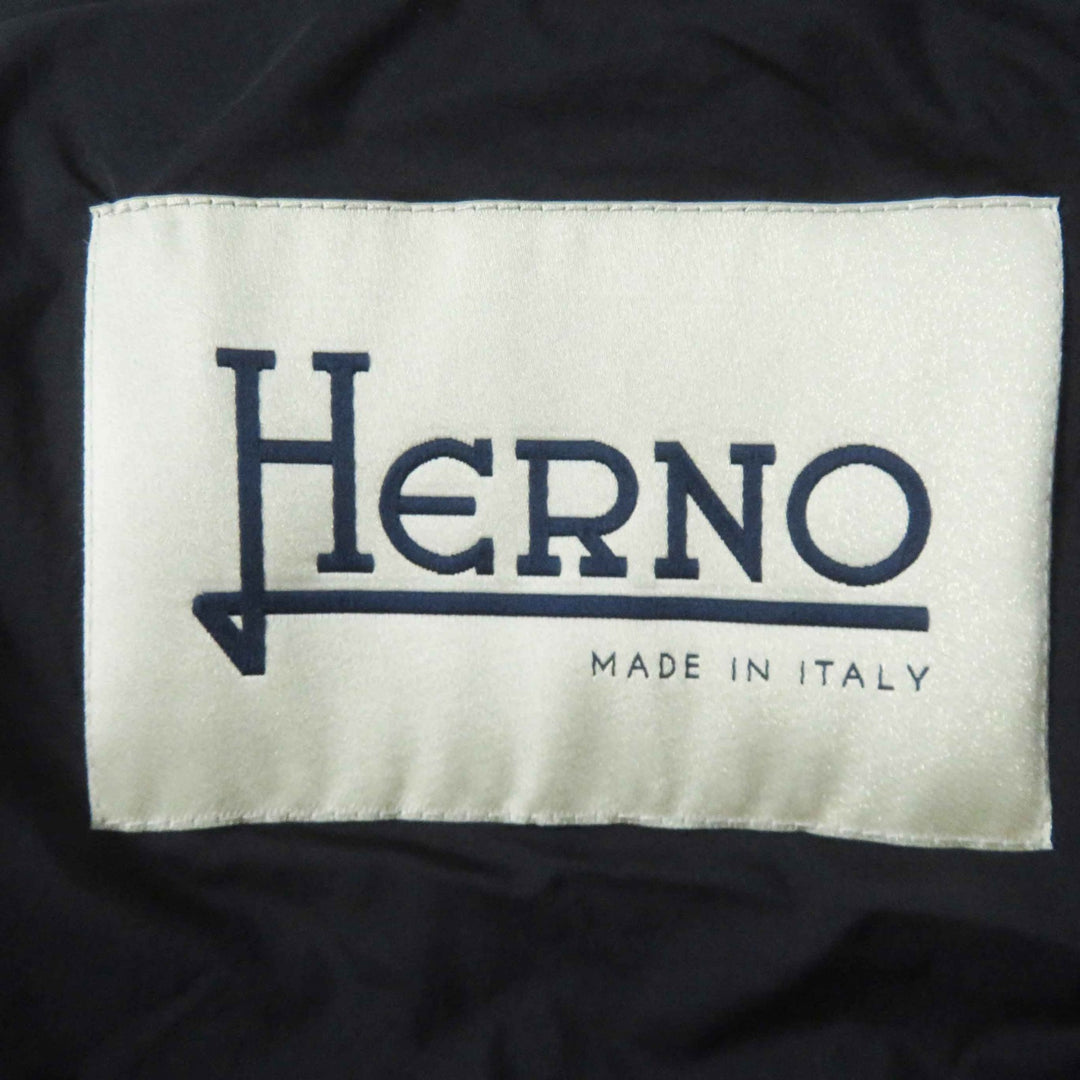 Great Herno down coat Hooded, split design black wool Women 40 PI0848D
