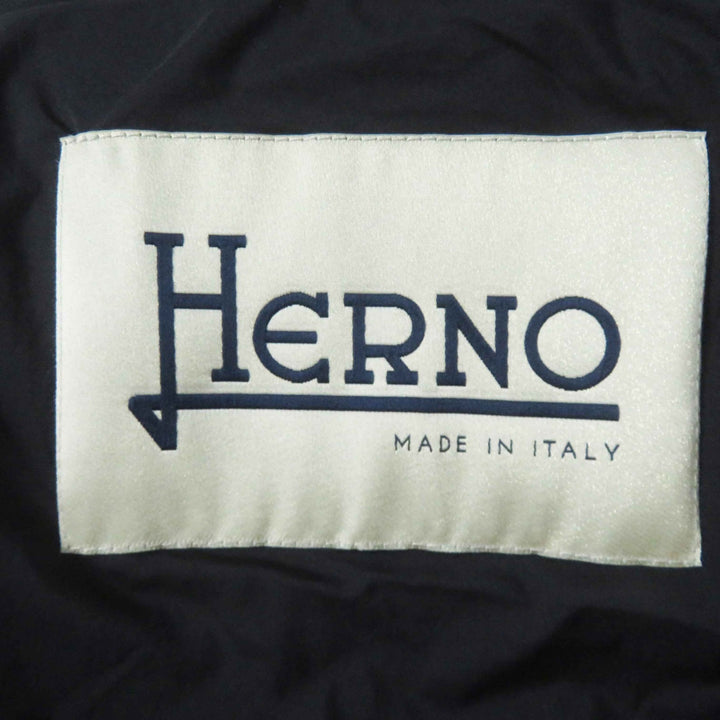 Great Herno down coat Hooded, split design black wool Women 40 PI0848D